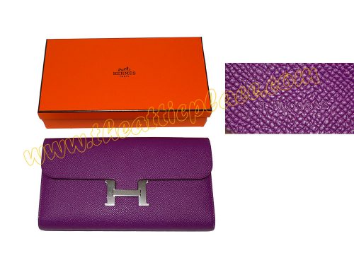 Hermes Anemone Color T Stamp Veau Epsom Palladium Hardware Constance Clutch Wallet -0