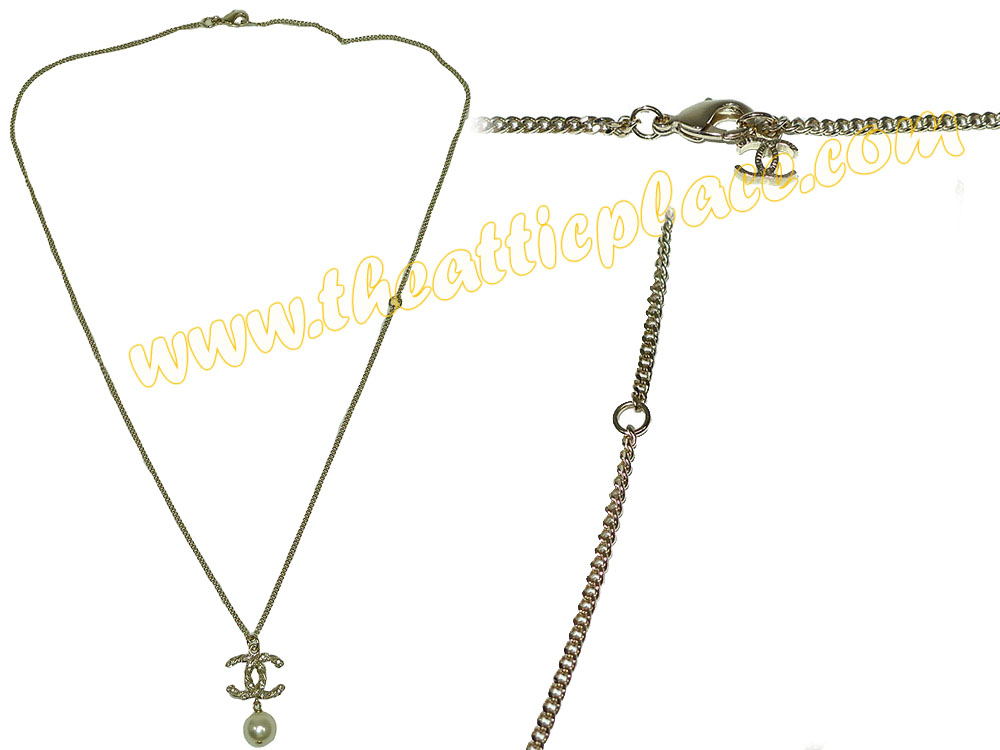 Chanel A63047Y CC Line Coco Gold/ Glass Pearl Ball Necklace-35247 Chanel A63047Y CC Line Coco Gold/ Glass Pearl Ball Necklace-35247