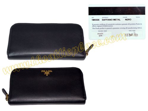Prada 1M0506 Black Saffiano Metal Zipped Wallet-0