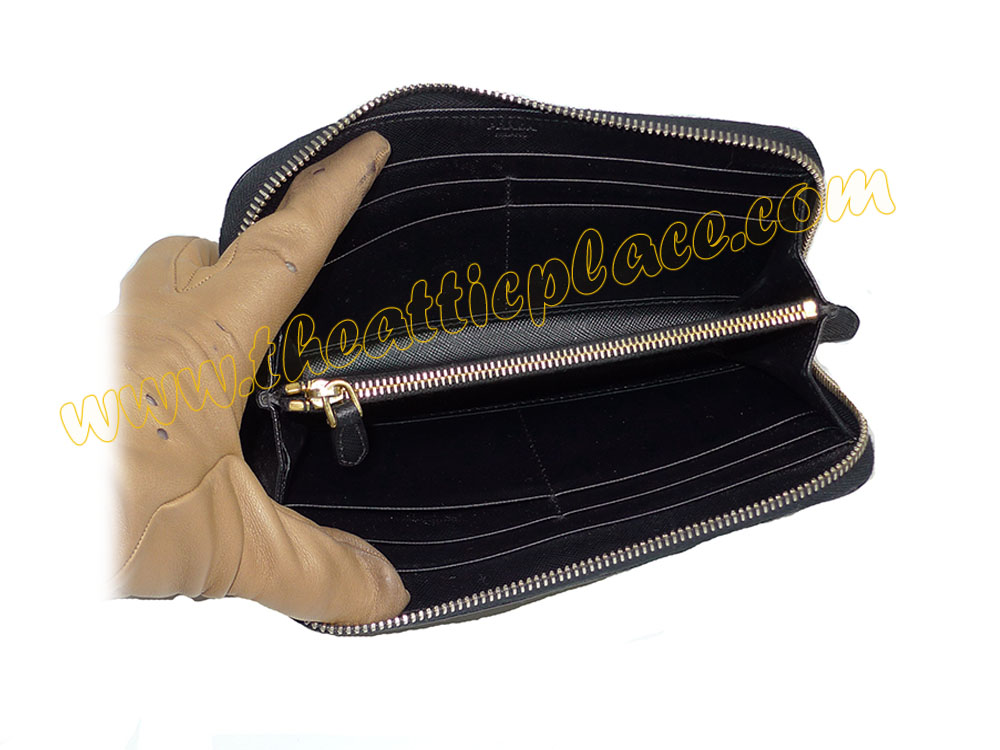 Prada 1M0506 Black Saffiano Metal Zipped Wallet-35106 Prada 1M0506 Black Saffiano Metal Zipped Wallet-35106