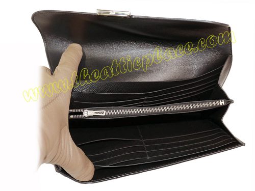Hermes Black Epsom Constance Clutch Wallet P Stamp Palladium Hardware-35254