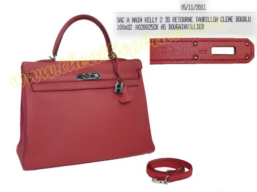Hermes Kelly 35 II Bougainvillier Clemence Leather O Stamp Palladium Hardware -0