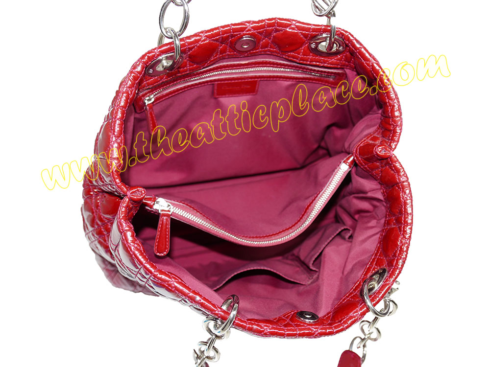 Dior Patent Red Cannage Documet Silver Hardware-35741 Dior Patent Red Cannage Documet Silver Hardware-35741