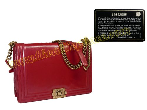 Chanel 15642006 Red Calf Boy Gold Hardware Large Size-0