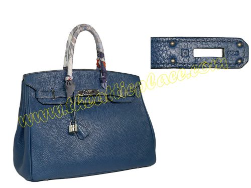 Hermes Birkin 35 Navy Blue Clemence M Stamp Palladium Hardware-0