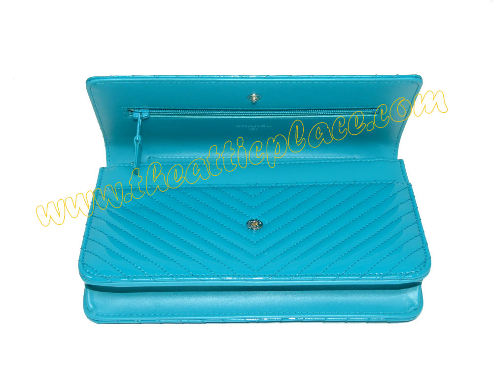 Chanel A33814Y Turquoise Patent 20927420 Wallet On Chain PHW-34989 Chanel A33814Y Turquoise Patent 20927420 Wallet On Chain PHW-34989