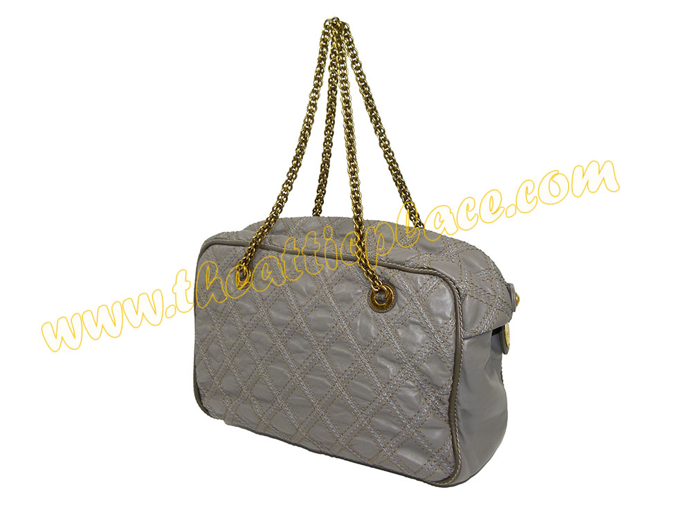 Chanel 14554767 Grey Distressed Leather Stitiching Zip-Top Boston Bag Mat Gold Hardware-34980 Chanel 14554767 Grey Distressed Leather Stitiching Zip-Top Boston Bag Mat Gold Hardware-34980