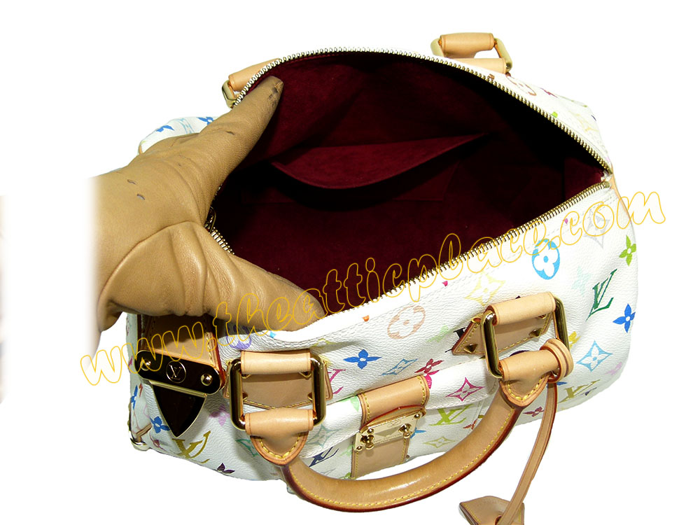 Louis Vuitton M92643 Multicolor White Speedy 30 Tote -35034 Louis Vuitton M92643 Multicolor White Speedy 30 Tote -35034