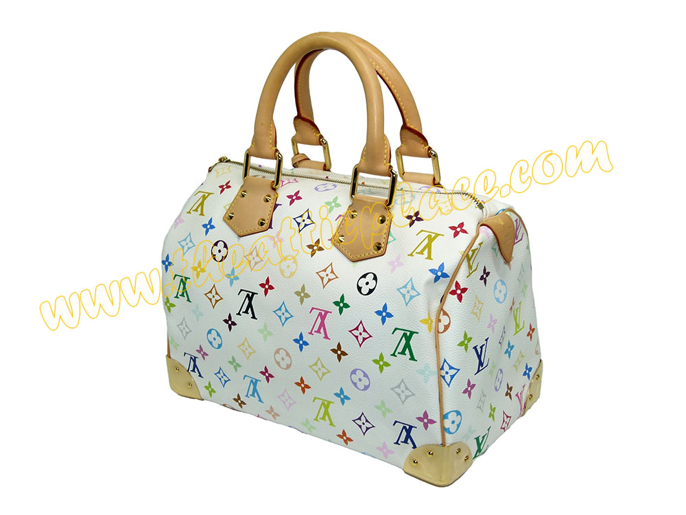 Louis Vuitton M92643 Multicolor White Speedy 30 Tote -35036 Louis Vuitton M92643 Multicolor White Speedy 30 Tote -35036