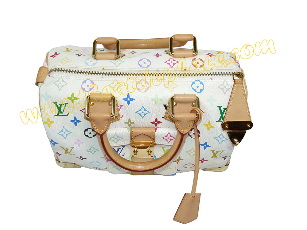 Louis Vuitton M92643 Multicolor White Speedy 30 Tote -35035 Louis Vuitton M92643 Multicolor White Speedy 30 Tote -35035