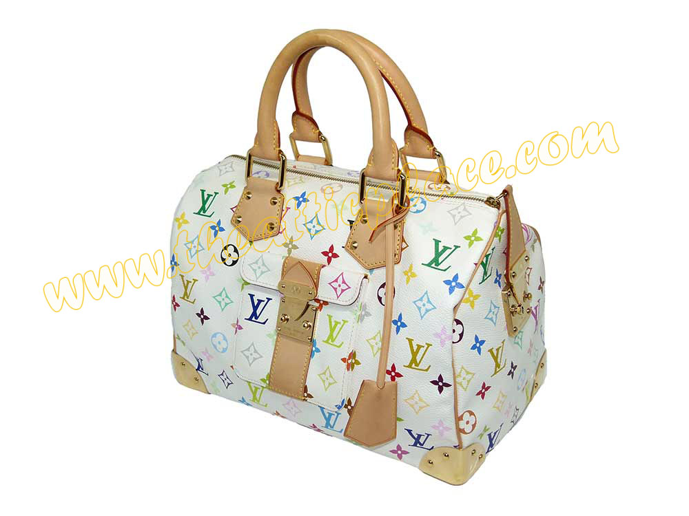 Louis Vuitton M92643 Multicolor White Speedy 30 Tote -35037 Louis Vuitton M92643 Multicolor White Speedy 30 Tote -35037