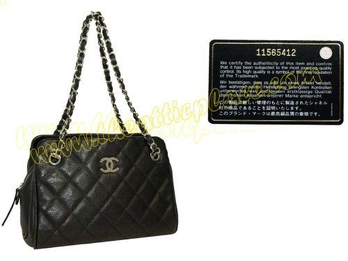 Chanel 11565412 Black Caviar Timeless Petit Shopping Tote Silver Hardware-0
