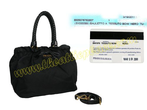 Prada BN1970 Tessuto Bow Black Tote W Strap-0