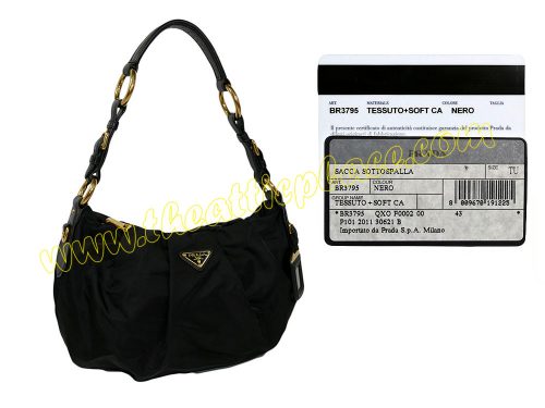 Prada BR3795 Black Nylon Soft Hobo Shoulder Bag-0
