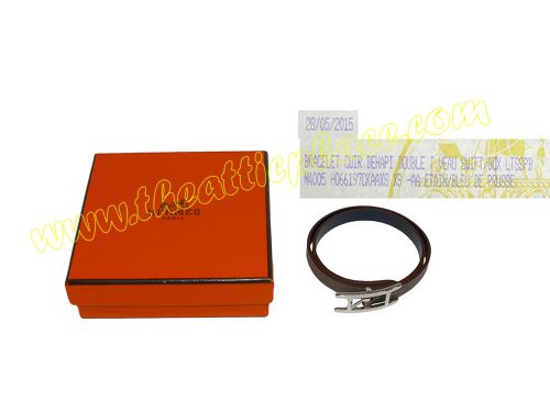 Hermes Behapi Be Happy Etain/ Bleu De Prusse Reversible Double Tour 'O' Stamp (Size XS)-0