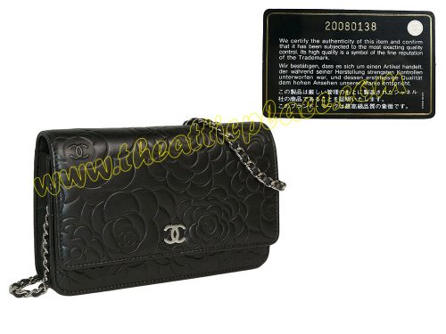 Chanel 20080138 Camellia Lambskin Wallet On Chain Silver Hardware-0
