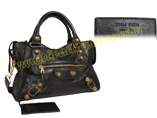 Balenciaga 173084 Black Giant City Gold Hardware -0