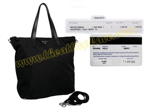 Prada BR4696 Black Nylon Shopping Tote w Shoulder Strap-0