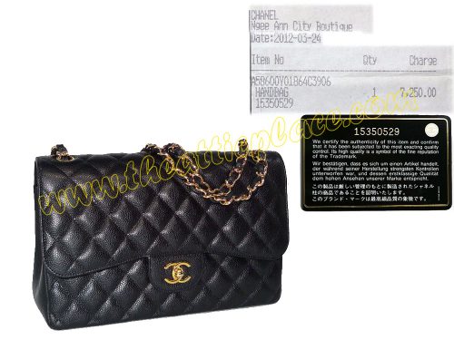 Chanel 15350529 Black Caviar Jumbo Double Flap Gold Hardware-0
