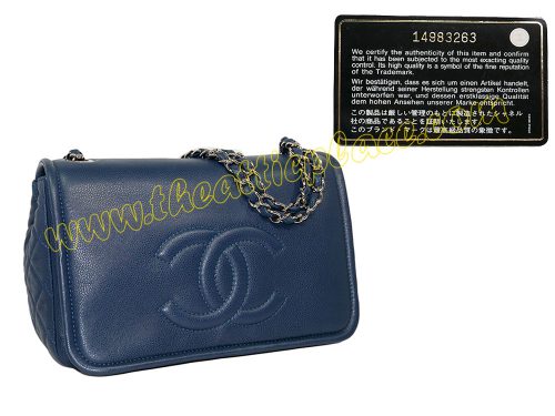 Chanel 14983263 Blue Caviar 11A CC Logo Flap Silver Hardware-0