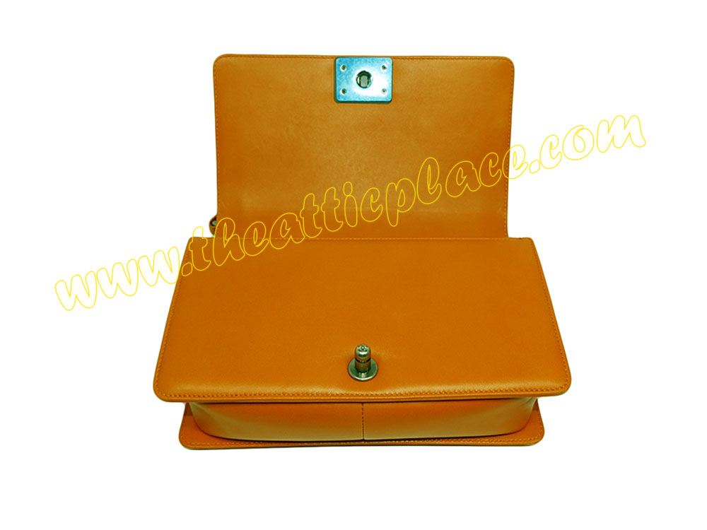 Chanel 20182167 Orange Lambskin Medium Boy Ruthenium Hardware-36209 Chanel 20182167 Orange Lambskin Medium Boy Ruthenium Hardware-36209