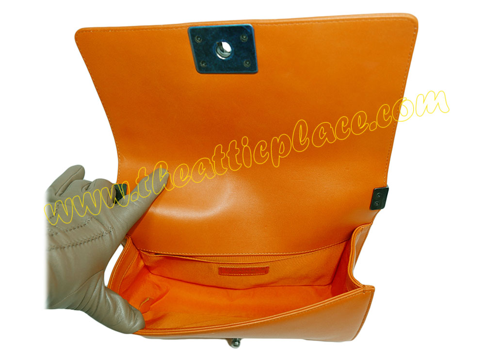 Chanel 20182167 Orange Lambskin Medium Boy Ruthenium Hardware-36207 Chanel 20182167 Orange Lambskin Medium Boy Ruthenium Hardware-36207