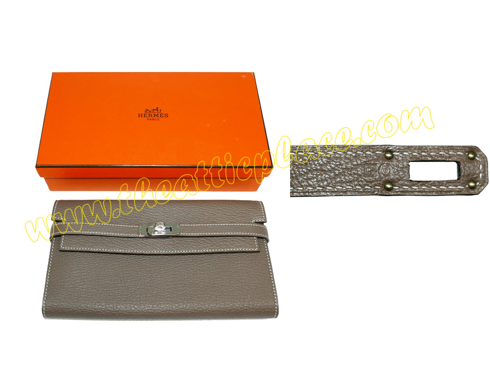 Hermes Kelly Wallet Etoupe Mysore Goatskin Q Stamp Palladium Hardware-0 Hermes Kelly Wallet Etoupe Mysore Goatskin Q Stamp Palladium Hardware-0