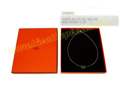 Hermes Pop H Pendent Black w chain Necklace-0