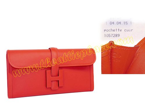Hermes Jige Elan 29 Pochette Cuir R Stamp Capucine Clutch-0