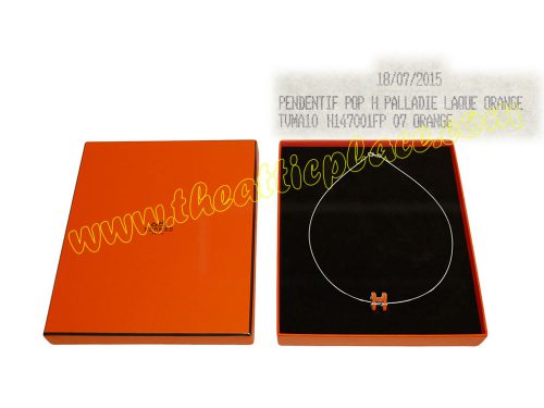 Hermes Pendent Pop H Laque Orange Paladium Hardware Necklace-0