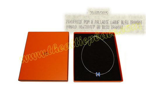 Hermes Pop H Blue Transat Pandent Necklace Palladium Hardware-0