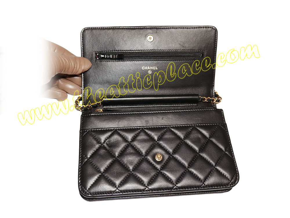 Chanel Black Lambskin Wallet On Chain Gold Hardware-36477 Chanel Black Lambskin Wallet On Chain Gold Hardware-36477