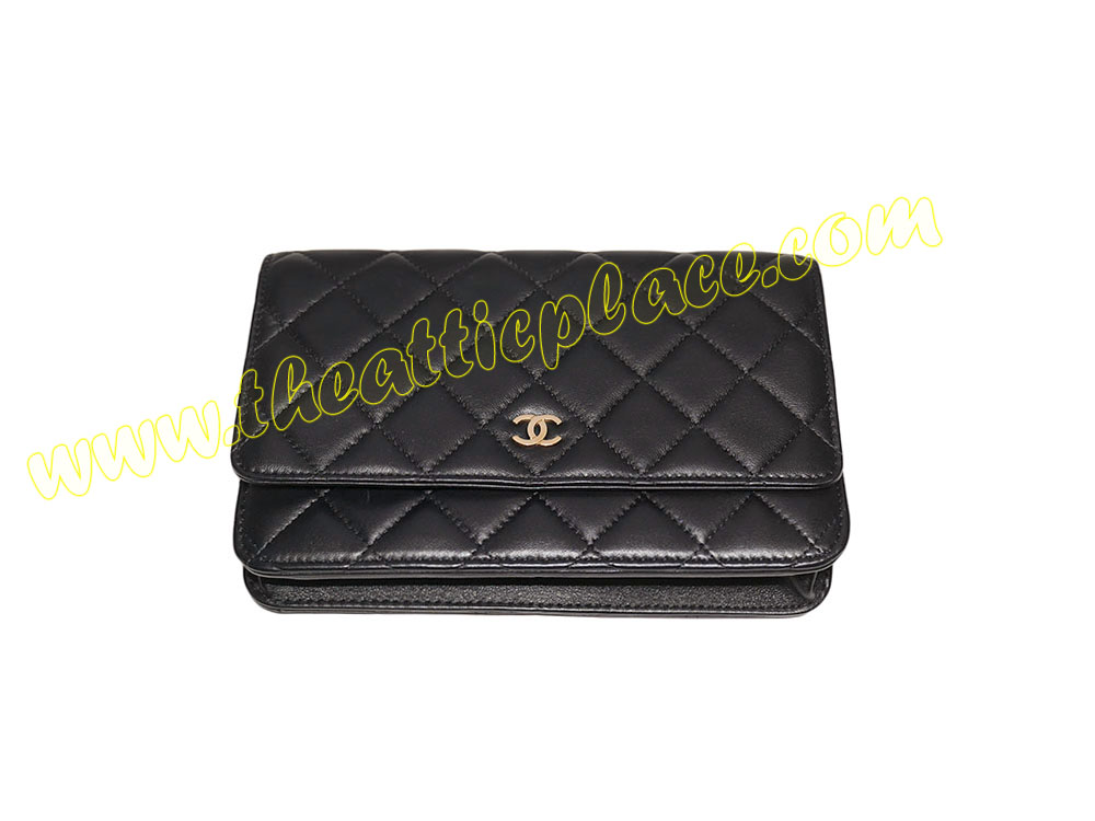 Chanel Black Lambskin Wallet On Chain Gold Hardware-36475 Chanel Black Lambskin Wallet On Chain Gold Hardware-36475