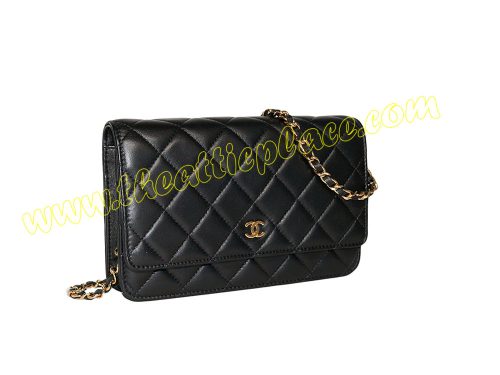 Chanel Black Lambskin Wallet On Chain Gold Hardware-0