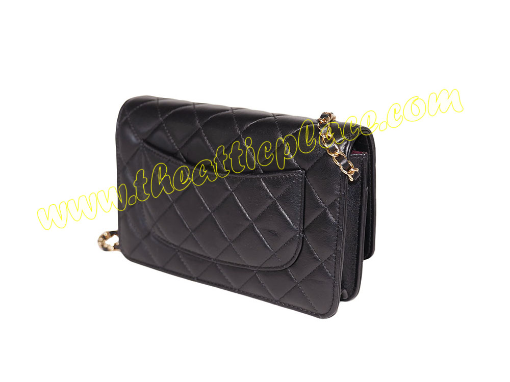 Chanel Black Lambskin Wallet On Chain Gold Hardware-36474 Chanel Black Lambskin Wallet On Chain Gold Hardware-36474