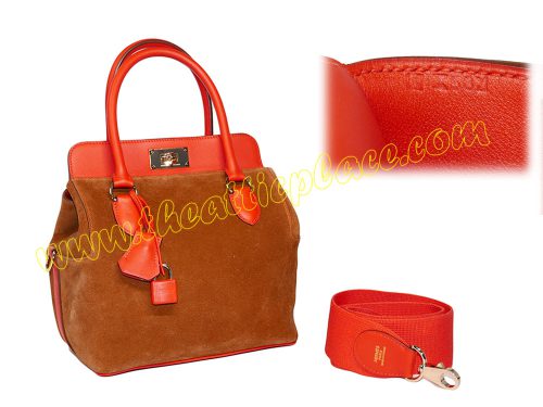 Hermes Toolbox 20 Limited Collection Capucine/ Gold Suede Leather R Stamp GHW-0
