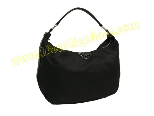 Prada Black Nylon Hobo Large Silver Hardware -0