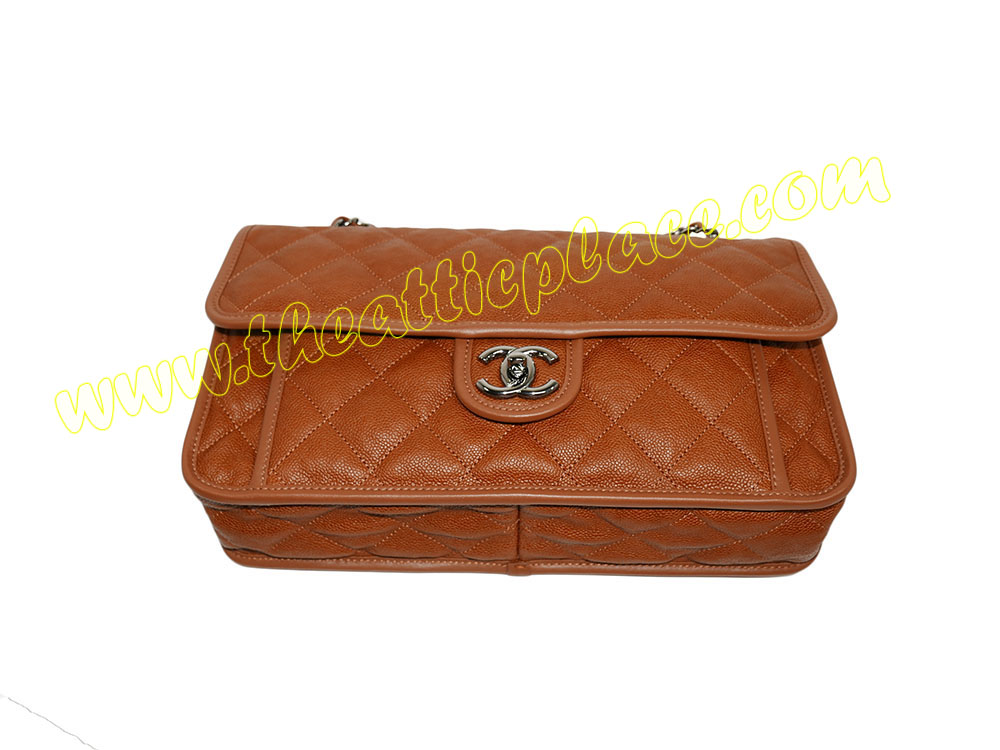 Chanel 20133505 Brown Distressed Aged Caviar Front Pocket Classic Flap Ruthenium Hardware-36618 Chanel 20133505 Brown Distressed Aged Caviar Front Pocket Classic Flap Ruthenium Hardware-36618