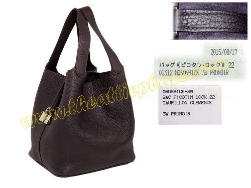 Hermes Picotin Lock 22 Prunoir Clemence Leather T Stamp -0