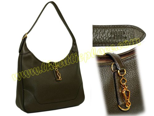 Hermes Trim 31cm Stamp Olive Green Togo Gold Hardware Hobo Shoulder Bag-0