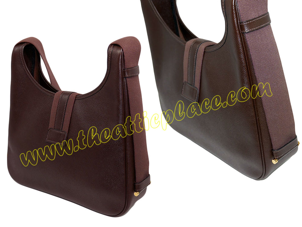 Hermes Vintage 30cm Tsaka Hobo Bag in Ebene Ardenne Leather Gold Hardware Shoulder/ Messenger 2- way Bag-36847 Hermes Vintage 30cm Tsaka Hobo Bag in Ebene Ardenne Leather Gold Hardware Shoulder/ Messenger 2- way Bag-36847