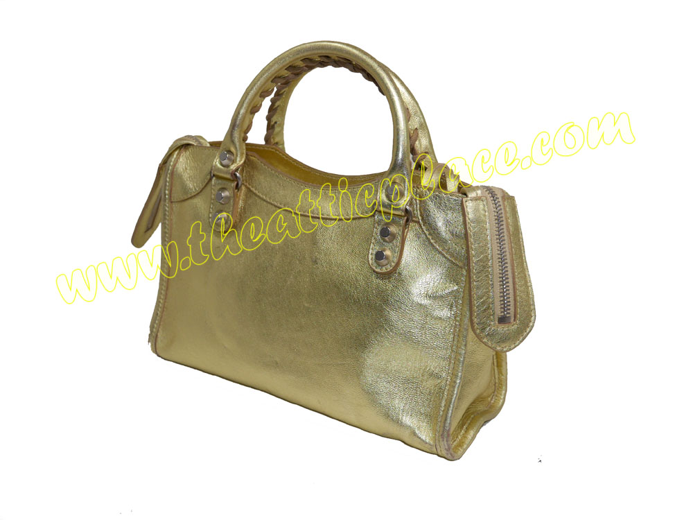 Balenciaga 300295 Gold Metallic Giant 12 Classic Mini City Cross Body Motorcycle Bag -36713 Balenciaga 300295 Gold Metallic Giant 12 Classic Mini City Cross Body Motorcycle Bag -36713