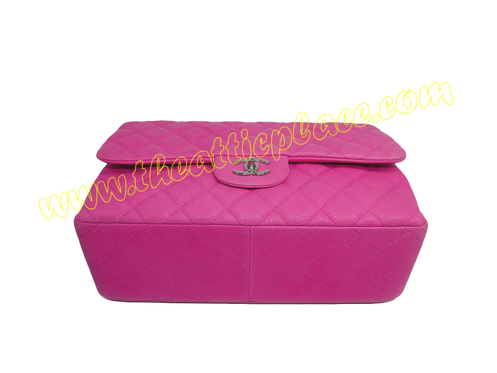 Chanel 18143278 Fuschia Pink Caviar Silver Metal Jumbo Flap Bag-37040 Chanel 18143278 Fuschia Pink Caviar Silver Metal Jumbo Flap Bag-37040