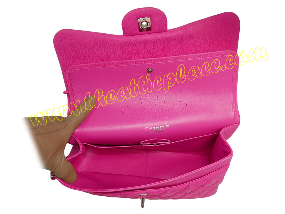 Chanel 18143278 Fuschia Pink Caviar Silver Metal Jumbo Flap Bag-37038 Chanel 18143278 Fuschia Pink Caviar Silver Metal Jumbo Flap Bag-37038
