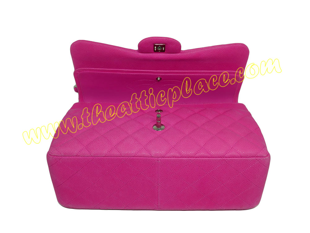Chanel 18143278 Fuschia Pink Caviar Silver Metal Jumbo Flap Bag-37039 Chanel 18143278 Fuschia Pink Caviar Silver Metal Jumbo Flap Bag-37039