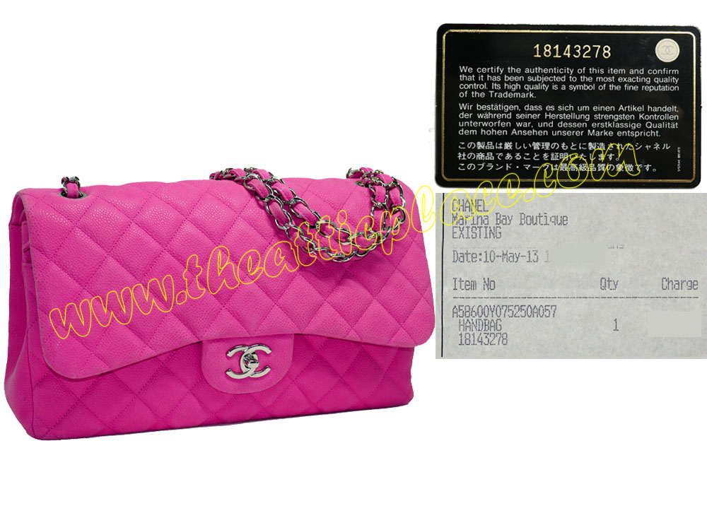 Chanel 18143278 Fuschia Pink Caviar Silver Metal Jumbo Flap Bag-0 Chanel 18143278 Fuschia Pink Caviar Silver Metal Jumbo Flap Bag-0