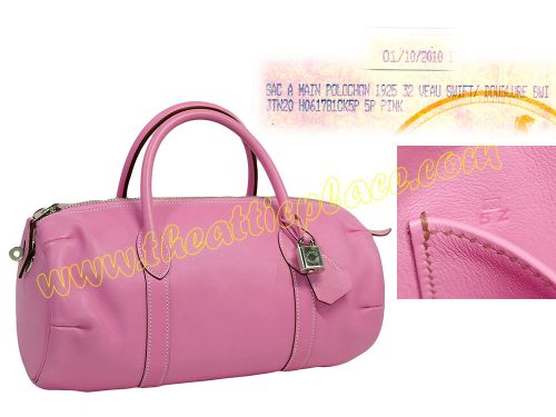 Hermes Pink Swift Polochon 32cm Tote N Stamp Tote Bag-0