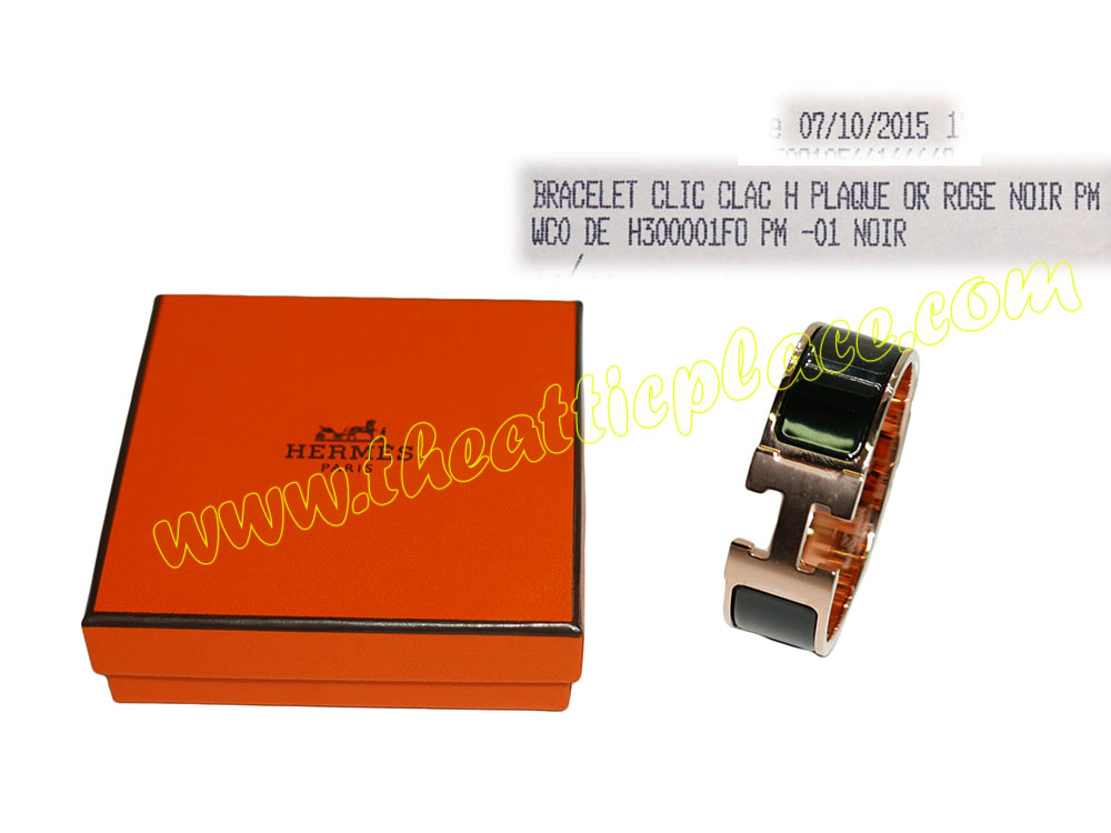 Hermes Bracelet Clic Clac H 1" Wide Black / Rose Gold Hardware PM Size-0 Hermes Bracelet Clic Clac H 1" Wide Black / Rose Gold Hardware PM Size-0