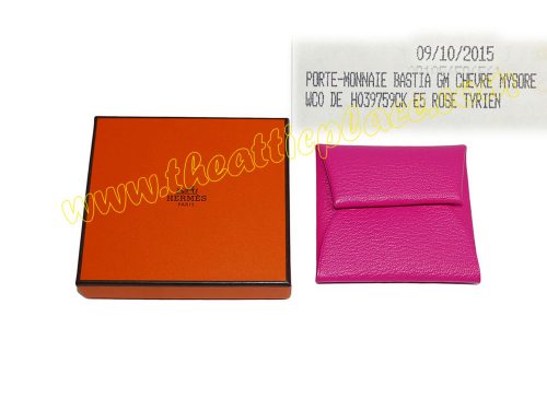 Hermes Mysore Leather Rose Tyrien Coin Purse-0