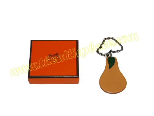 Hermes Pear Yellow Leather Bag Charm-0